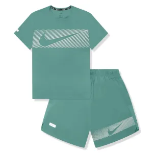 Nike Flash Miler Cyan Green T Shirt & Shorts