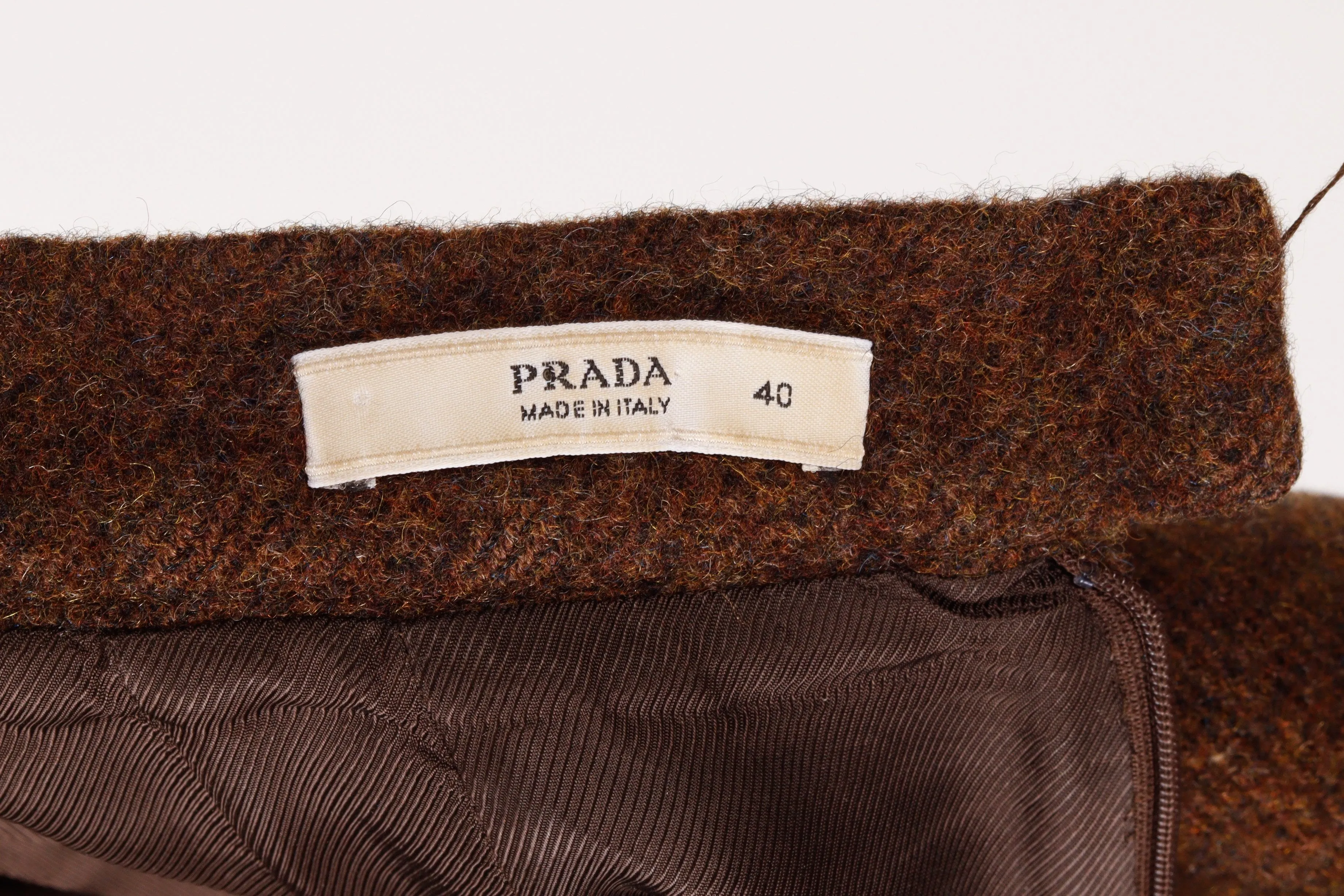 Prada FW09 'Wood Chip Tweed' Wool Skirt (2009)