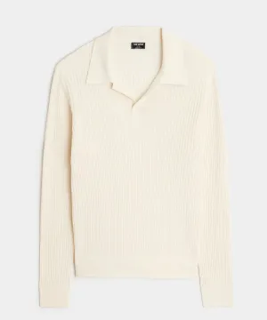 Silk-Cashmere Ribbed Sweater Polo