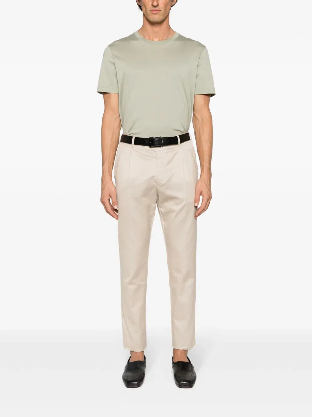 Slim-Fit Cotton Tailored Trousers