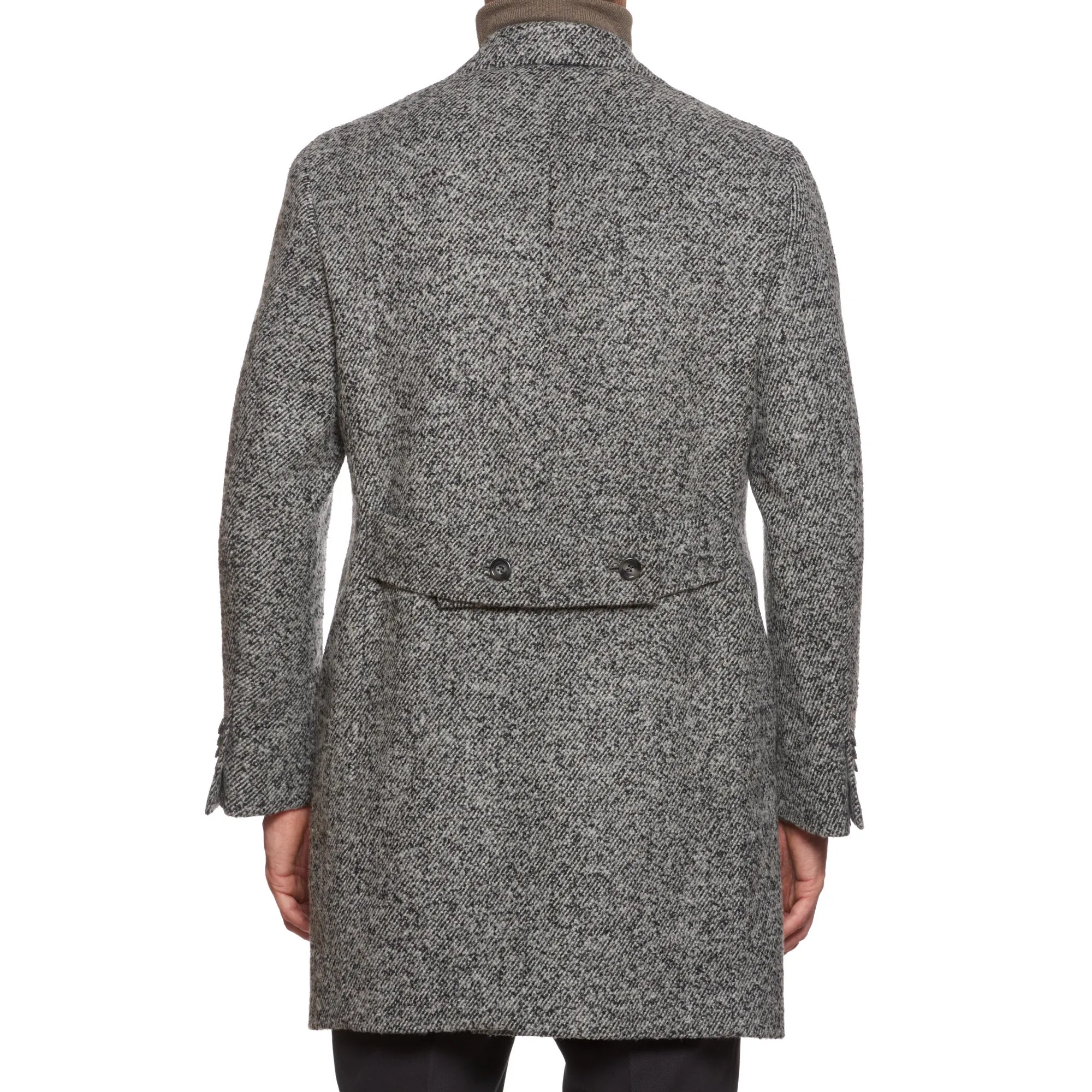 VINCENZO PALUMBO Napoli Viky Gray Wool Tweed Back Belted Jacket Coat NEW