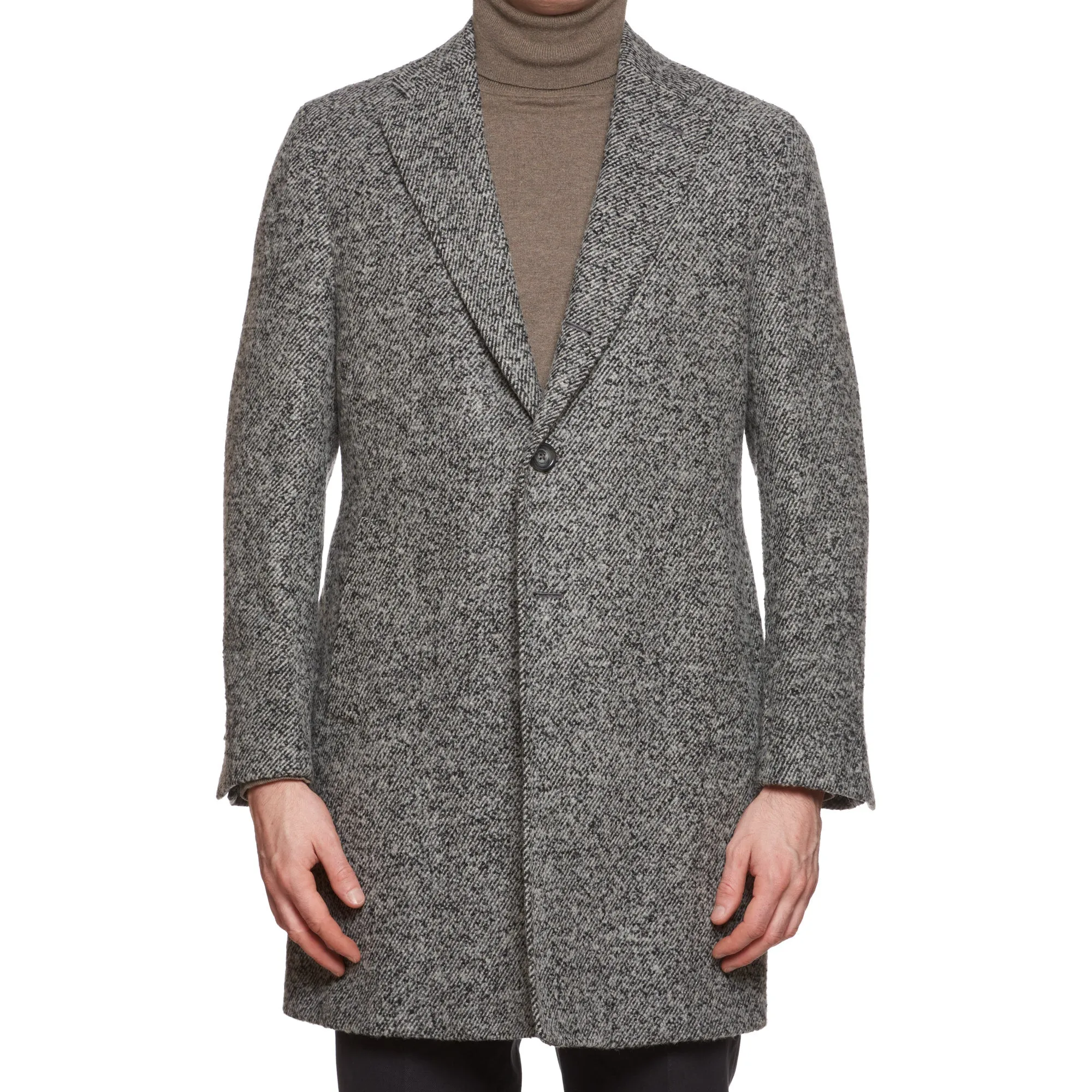 VINCENZO PALUMBO Napoli Viky Gray Wool Tweed Back Belted Jacket Coat NEW