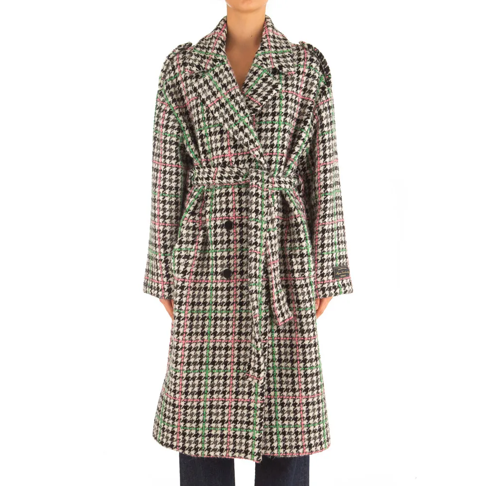 Women's Boucle' Check Pied De Poule Coat Grey