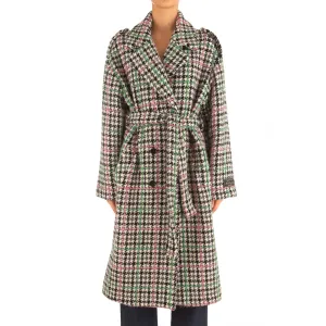 Women's Boucle' Check Pied De Poule Coat Grey