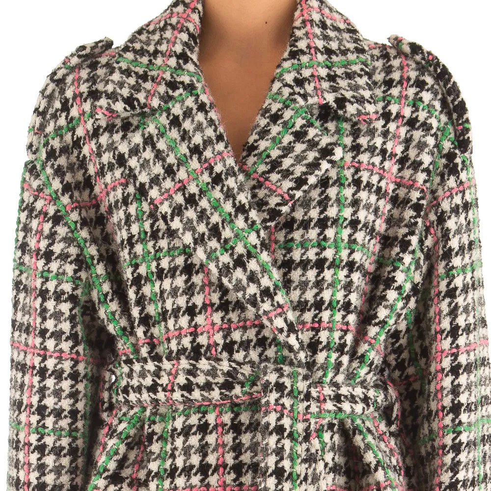 Women's Boucle' Check Pied De Poule Coat Grey